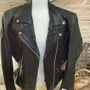 Women's Black Leather Motorcycle Jacket
